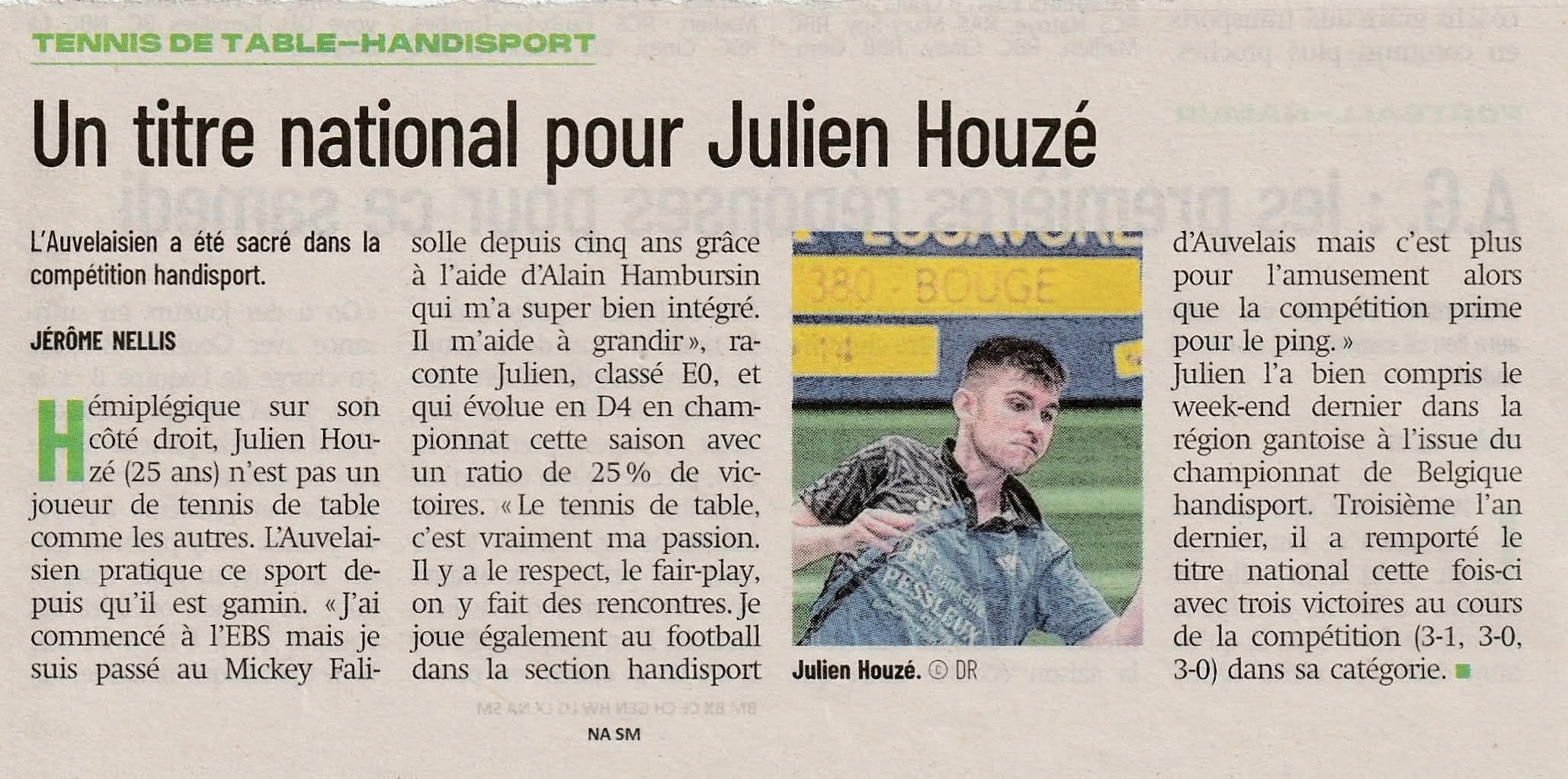 Un titre national pour notre ami Julien Houzé